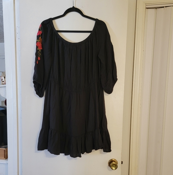 feathers Dresses & Skirts - Black pheasants dress / Tunic top  short length drop shoulder elastic waist